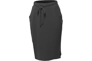 A2Y Women's Elastic Waist Self Tie Tulip Hem Side Pocket Skirt