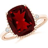 Angara Natural Garnet Solitaire Ring for Women in 14K Solid Gold | January Birthstone, Birthday, Engagement, Anniversary, Wedding Jewelry Gift for Women
