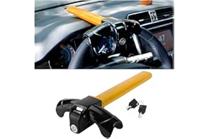 Zpana Car Steering Wheel Lock, Anti Theft Vehicle Rotary Steering Wheel Cylinder Security Locking Device with 2 Keys, Heavy Duty Automotive Travel Accessories, Universal for SUV RV Truck