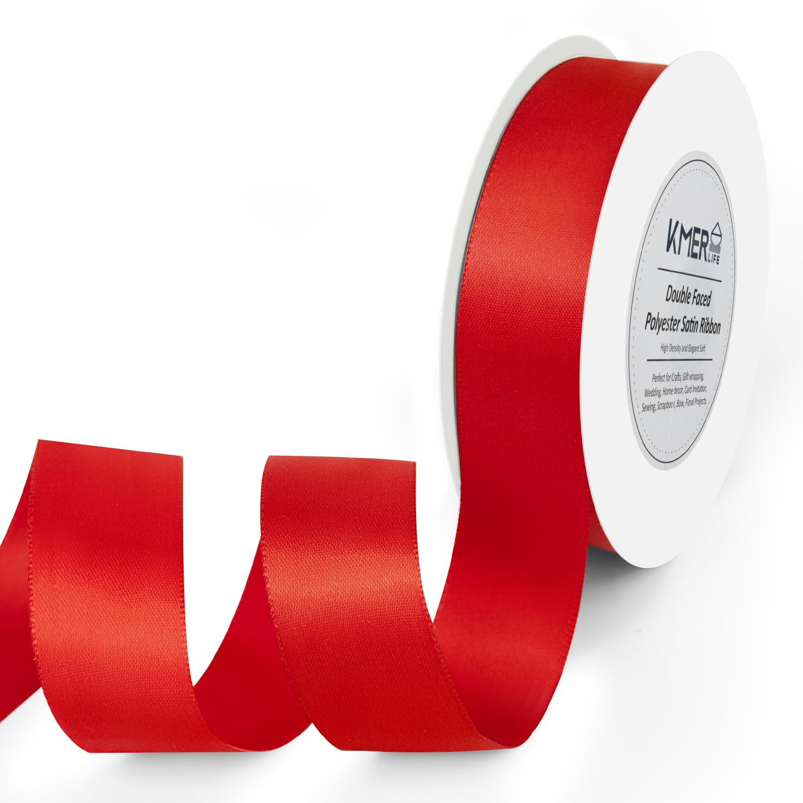 Photo 1 of 1 inch x 25 Yards Double Faced Red Satin Ribbon, Polyester Ribbon for Christmas Gift Wrapping, Weddings Party, Hair Bow, Invitation Decorations and More