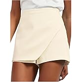 Floerns Women's Casual Mid Waist Skorts Wrap Front Business Casual Outfit Skirt Shorts