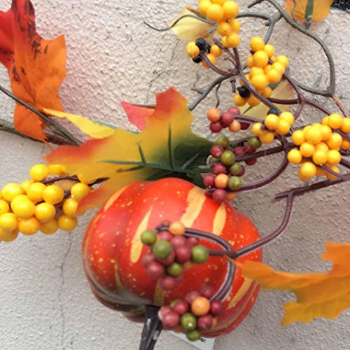 Livoty 1.8M LED Lighted Fall Autumn Pumpkin Maple Leaves Garland Thanksgiving Decor