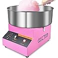 Cotton Candy Machine, 1000W Commercial Candy Floss Machine, Pink Electric Cotton Candy Maker with Stainless Steel Bowl, Sugar