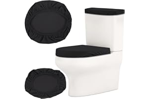 JJUNW Universal Toilet Top Cover, 2pcs Replacement Toilet Lid & Tank Lid with Elastic Bottom (Black)