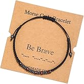 RINTOLER Morse Code Bracelets for Women Men Gifts for Her Best Friend Funny Inspirational Bracelets for Women Jewelry Adjustable Silk Beaded Wrap Bracelet