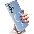 Omio Magnetic Slim Case for Galaxy S23 Ultra Compatible with MagSafe, Matte PC Ultra-Thin Bumper Frameless Borderless Minimalist Design with Camera Lens Protector for Men Women, Blue