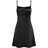 ZAFUL Women Bow Spaghetti Strap Satin Dress Solid Color Sleeveless Short Cute A-line Party Mini Dress