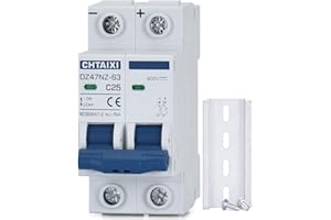 CHTAIXI DC Miniature Circuit Breaker, 2 Pole 600V 25 Amp Isolator for Solar PV System, Thermal Magnetic Trip, DIN Rail Mount DC Disconnect Switch C25
