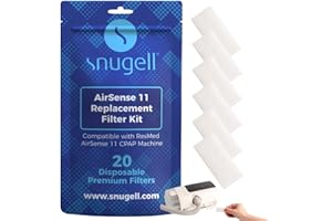 Snugell Disposable CPAP Filters Resmed AirSense 11 – 20-Pack – Compatible with AirSense 11 Machines – Superior Filtration, Travel-Friendly Design, and Easy Installation for Home and Travel Use