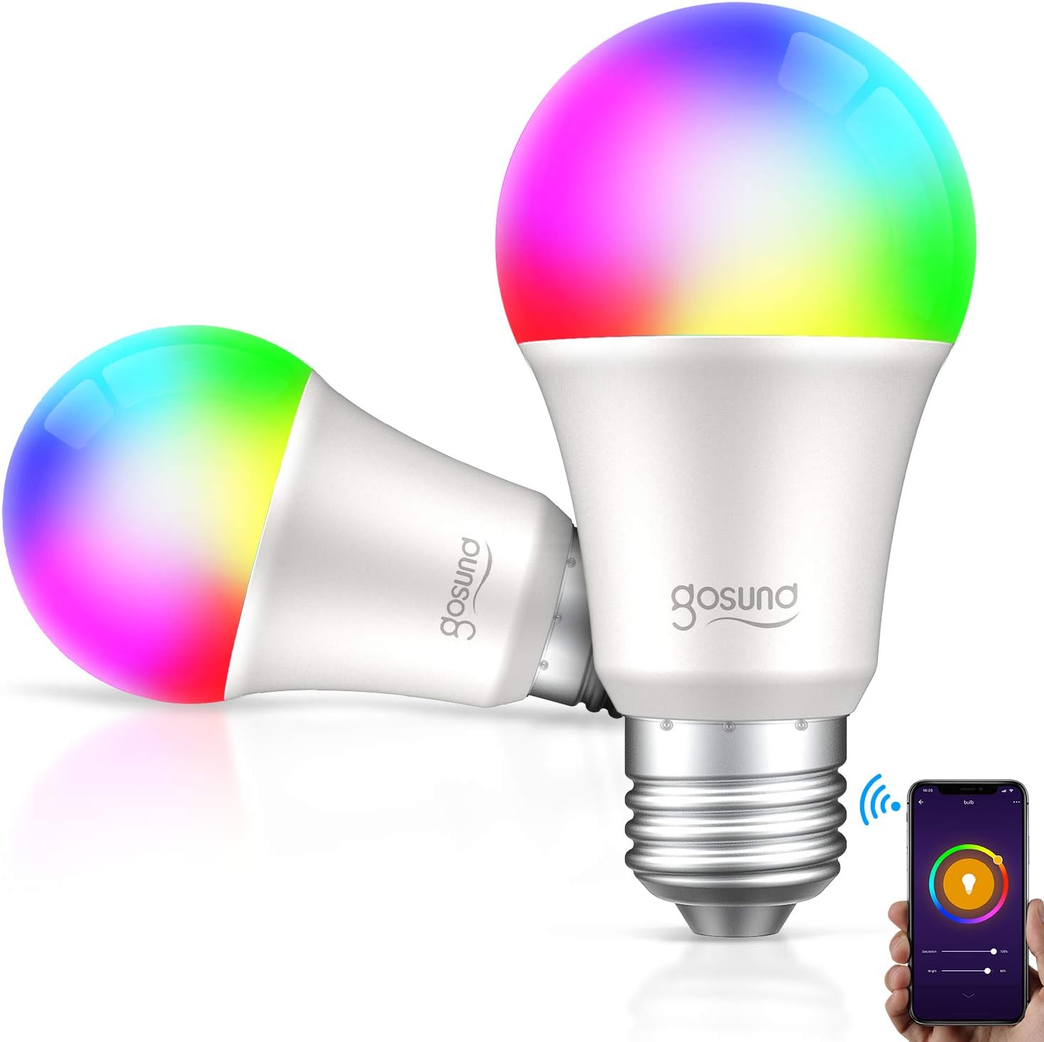 Gosund Smart Light Bulb Works with Alexa, Google Home, WiFi LED Bulb, RGB E26 Bulb A19 No Hub Required 8W Bulbs 2pack