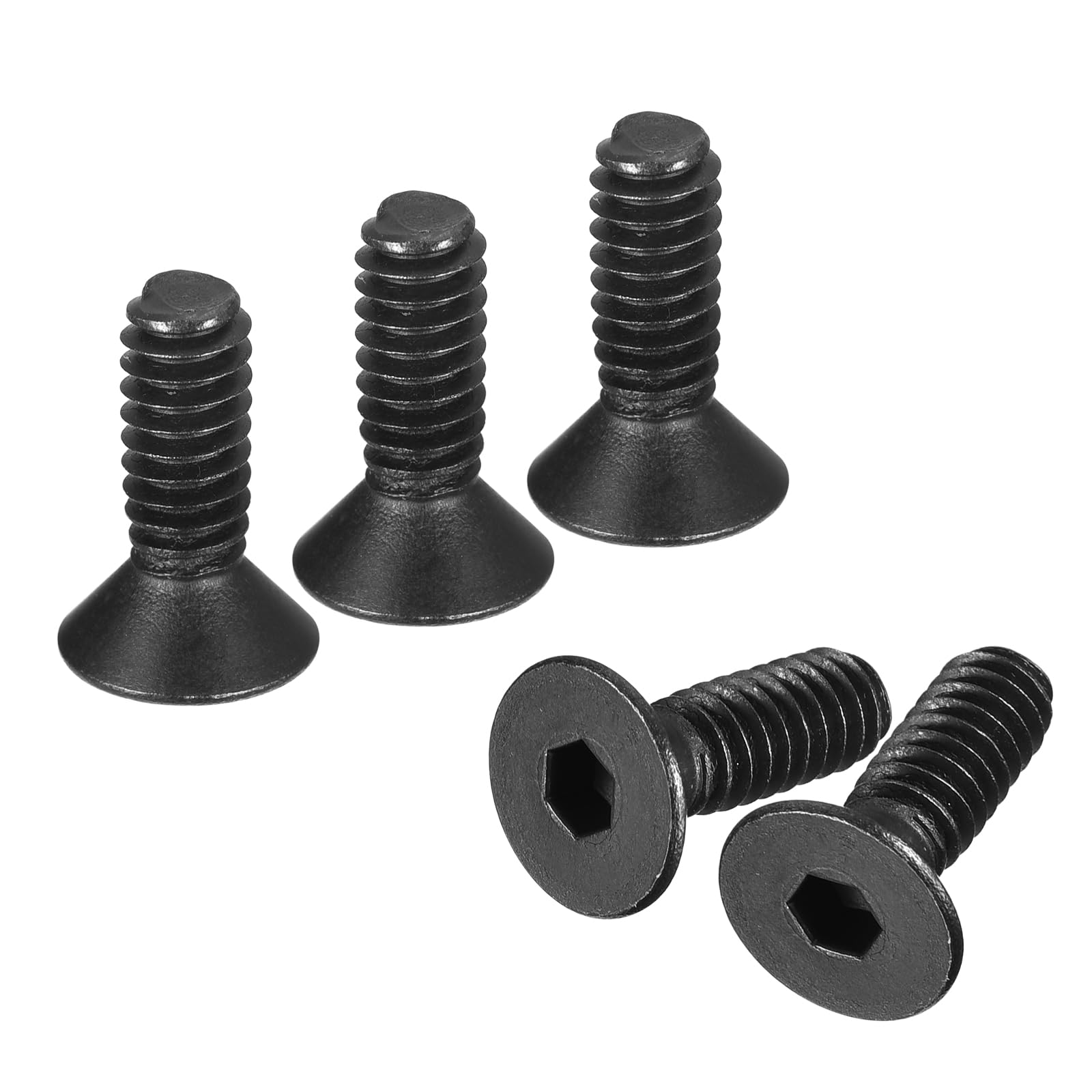 uxcell #8-32x1/2" Flat Head Socket Cap Screws, 10.9 Grade Carbon Steel Hex Socket Countersunk Flat Head Screw Bolts Machine Screws Fasteners, Fully Threaded, Black Oxide, 20Pcs