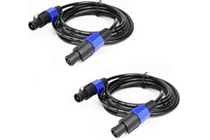 HBU Pack of 2 10 Feet SpeakOn Cables - 2pcs 10 Ft DJ PA Speak-ON to Speakon Male Cable - Pro Studio, Stage, Outdoor Event Wire with Twist Lock (2 Conductors)