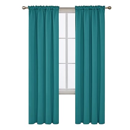 Amazon Com Deconovo Turquoise Blackout Curtains Rod Pocket