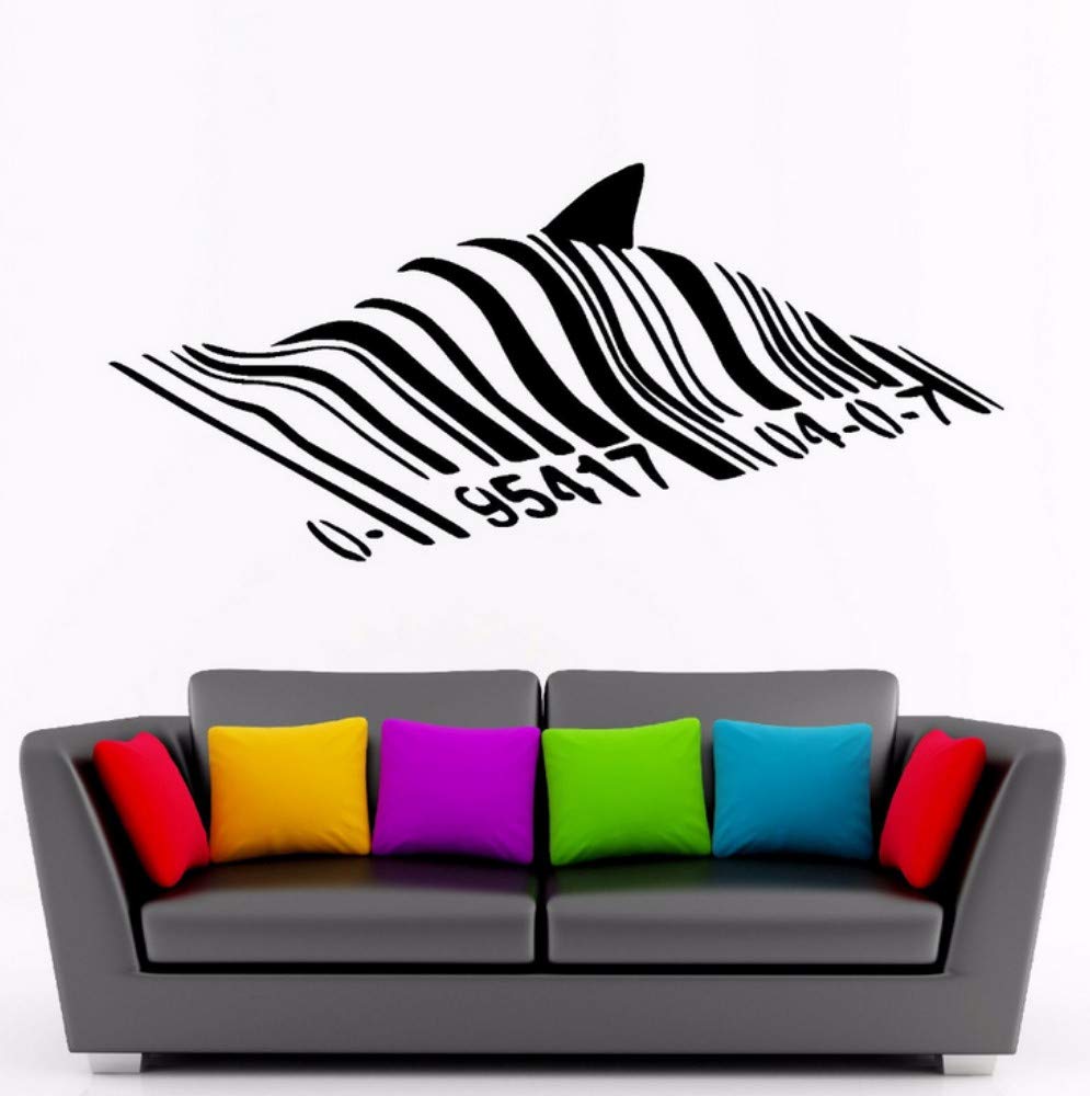 Aisufen Barcode Shark Wall Decal Vinyl Street Art Graffiti Style Wall Art Mural Shark Design Home Street Wall Decoration 5726Cm