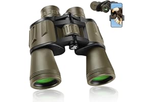 FOLIUMPX 20x50 Binoculars for Adults High Powered, Military Compact HD Waterproof Binoculars with Low Light Vision for Bird Watching Travel Hunting Football Games Stargazing with Carrying Case and Strap