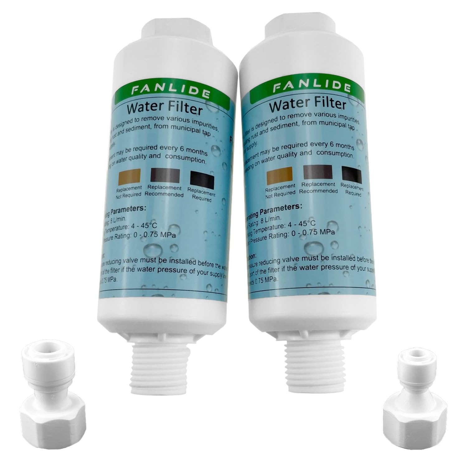 Photo 1 of FANLIDE Bidet water filter for electronic bidet seats, Toilet water filter system, compatible with 1/2" 1/4" 3/8" Bidet hose (2 Filters + 2 Adapter)