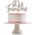 40 and Fabulous Cake Topper Rose Gold Glitter 40 Birthday Cake Topper, Forty and Fabulous Cake Topper 40th Birthday Cake Topper for Women