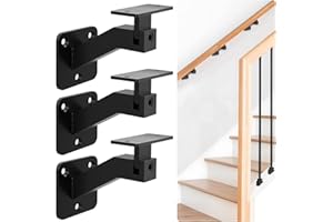 Gyykzz 3 Pack Adjustable Handrail Brackets for Indoor Stairs, Black Stair Railing Bracket for Staircase Stair, Swivel Hand Rail Brackets Banister Brackets for Stairs, Corridors, Offices, Living Rooms