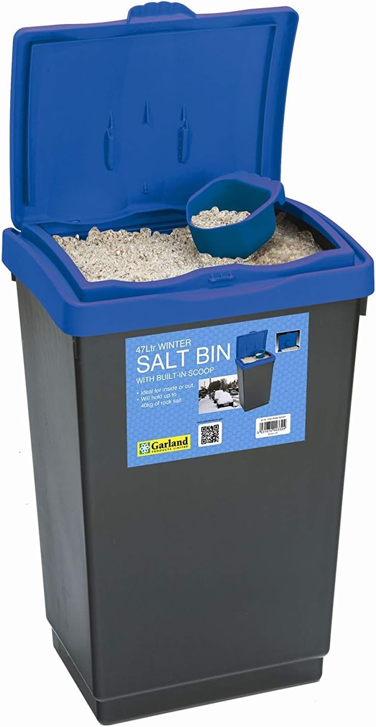Garland 47L Winter Salt Bin Blue Lid Plastic with Scoop Storage