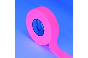 KIWIHUB Neon Gaffer Cloth Tape, UV Reactive Neon Tape for Glow Party Supplies, 1 inch x 66 Feet - Fluorescent Pink