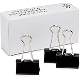 Amazon Basics Sturdy Binder Clips, Office Supplies, Medium 1.25 in, Document Organizing, Black, 96 Count (8 Pack of 12)