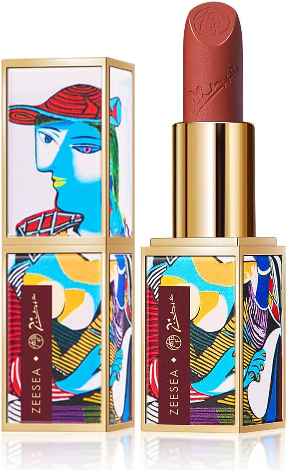 ZEESEA Matte Lipstick Genius Picasso Series 24 Hour Dating Makeup Plump Lips Lustrous Nourishing Non Sticky Refreshing Luxury Silky Stain Long Lasting Red Lipstick,0.13 Ounce,# 919