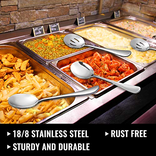 image for Hiware 8 Pack Stainless Steel Serving Spoons Set Includes 4 Serving Sp