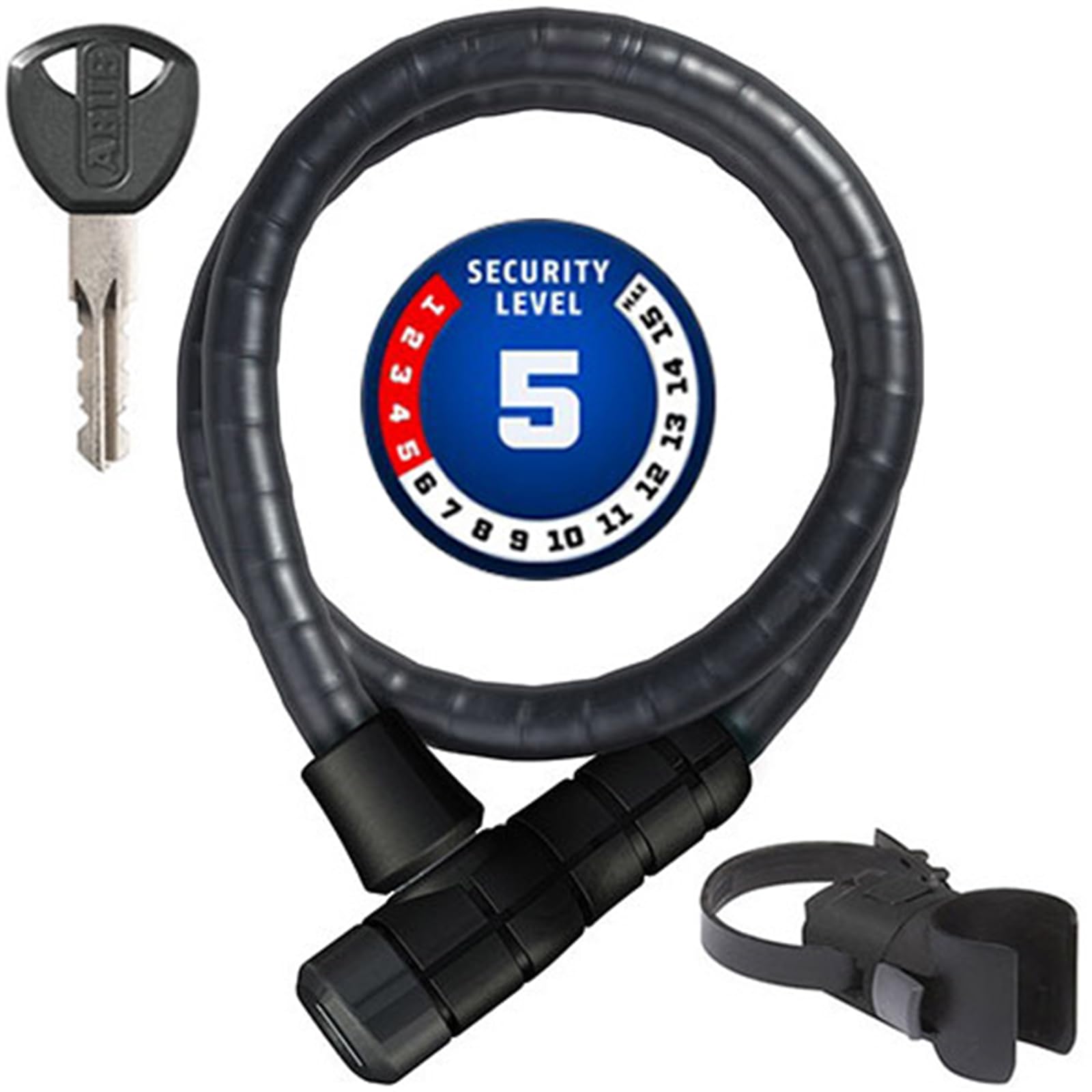 ABUS armoured cable lock Steel-O-Flex Microflex 6615K - with SCMU holder - cable lock made of steel cable with armour made of steel sleeves - security level 5