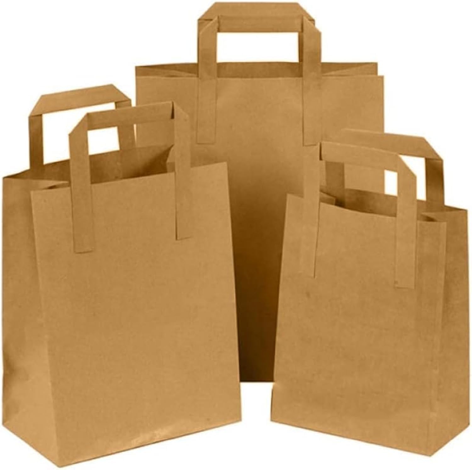 Ayn Al Madina Paper Bags with Handles -50 Large Brown Paper Bags 10x12x3.5”-Perfect for Lunch, Takeaway, Grocery and Party use