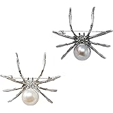 yueton 2Pack Spider Brooch Pins Exquisite Black and Silver Spider Brooch Pins Gothic Personalized Brooches Halloween Pin Accessories for Women