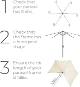 CHRISTOW Replacement Parasol Canopy 2.7m Hexagonal 6 Arms UV 30+ Cream view 5