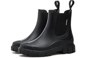 LIOERDIWE Short Rain Boots Women Waterproof Ankle Rainboots Fashion Chelsea Boots Non-Slip Garden Shoes for Outdoor Work Booties