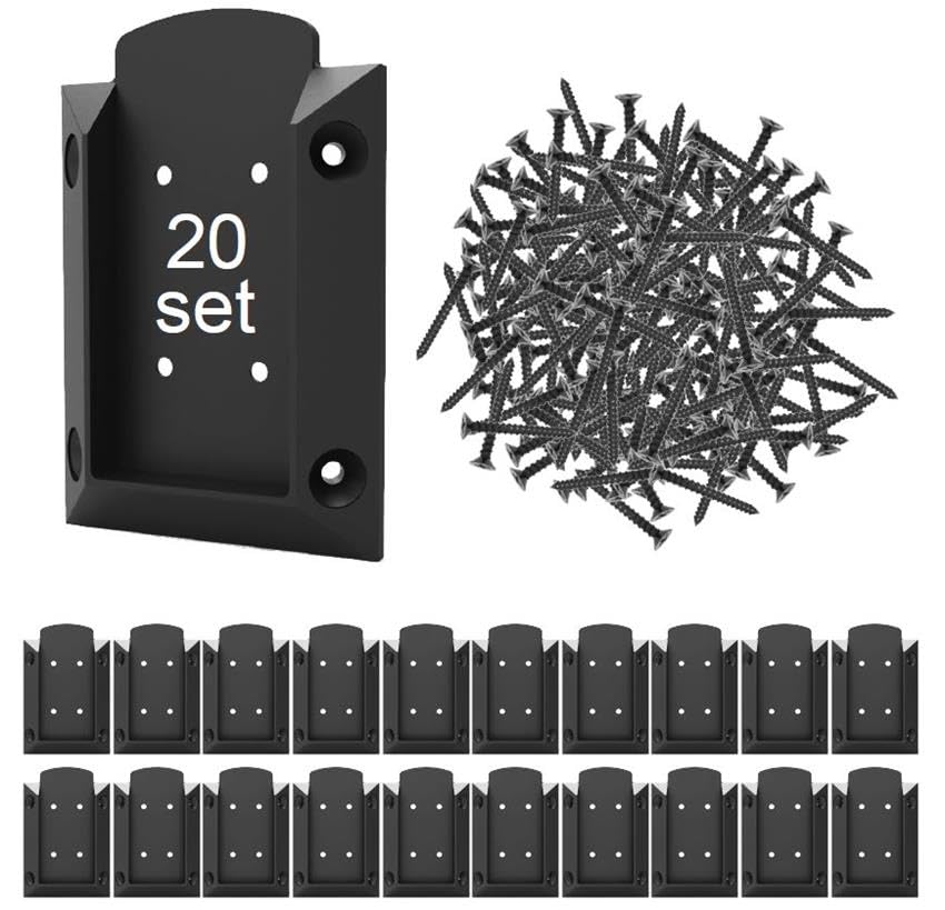KASTFORCE 20pc Nylon Deck Railing Brackets Connectors with 120pcs Stainless Black Coating Screws for 2x4 (1.5x3.5) Railing Wood Post KF4011