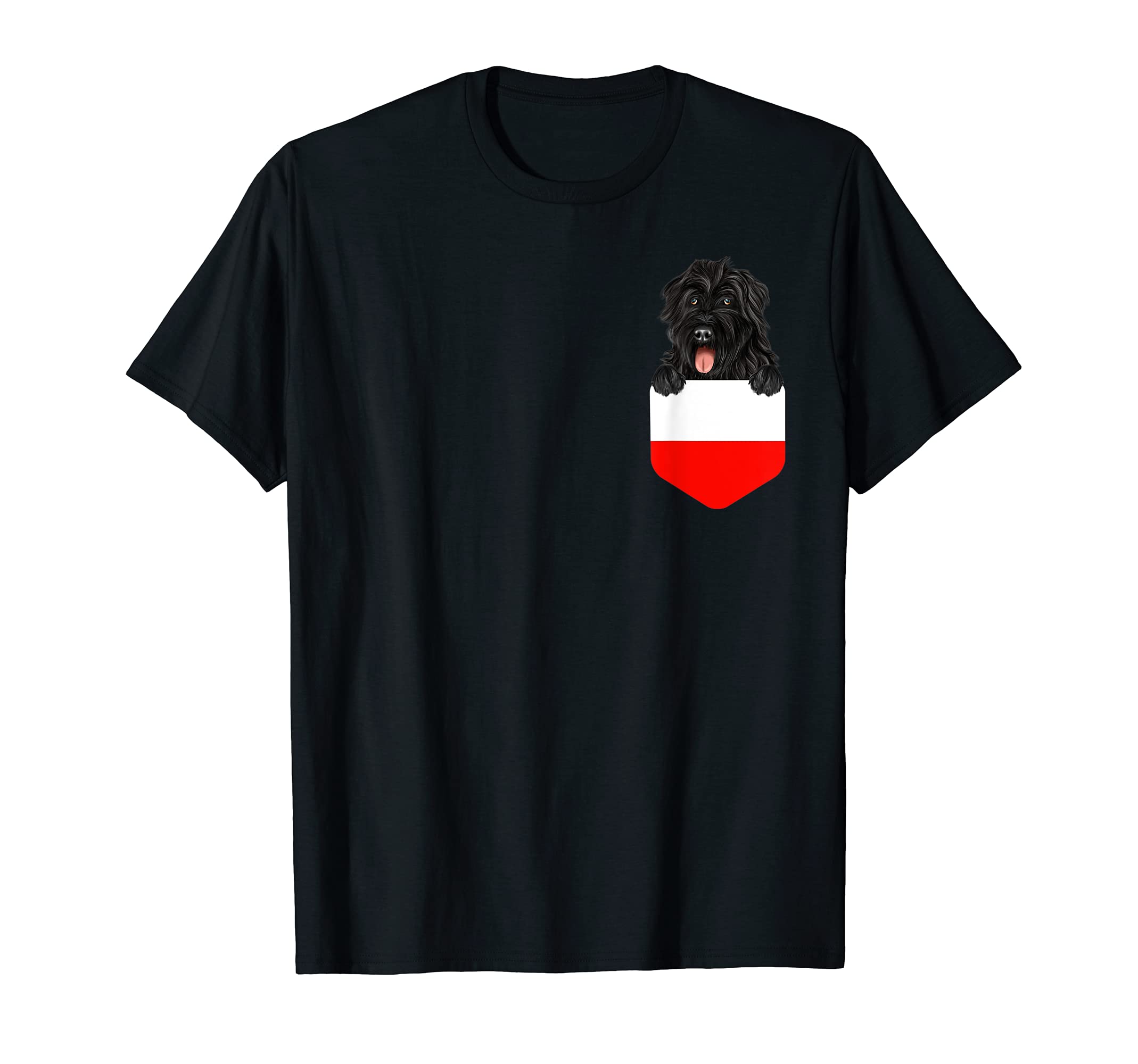 Poland Flag Bouvier des Flandres Dog In Pocket T-Shirt