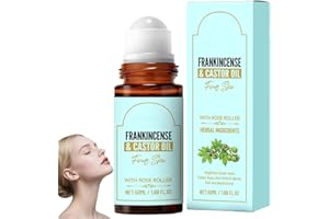 Frankincense and Castor Oil Roller, Castor Oil Roll On with Rose Quartz, Organic, Cold-Pressed, Firming Skin, Reducing Fine L