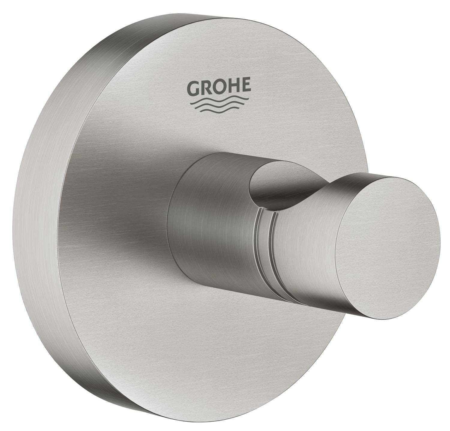 GROHE Start QuickFix Robe Hook (Metal, Concealed Fastening, Including Screws and Dowels, Extra Easy to Fit QuickGlue), Size 45 mm, Stainless Steel Look, 41173DC0