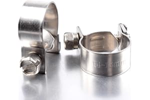 HEYMAILLC 15Pcs 16-18mm Stainless Steel Mini Fuel Injection Hose Clamps Adjustable Pipe Hose Clip Tube Clamps for Automotive Agriculture Plant & Construction