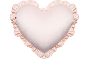 Ruffled Heart Shaped Pillow, Soft Cozy Washable Throw Pillow for Sofa Bed Living Room Decor, 15.8x19.7 Inch