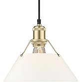 Golden Lighting Yep Orwell 1-Light 10in Pendant in Brushed Champagne Brass and Opal Glass