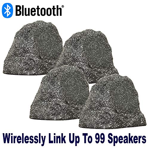 Theater Solutions B61GG Fully Wireless 400 Watt Rechargeable Battery 6.5″ Bluetooth Rock 4 Speaker Set Granite Grey Link Up to 99 Speakers Wirelessly