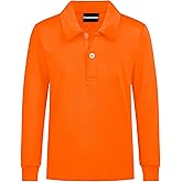 Dreammonkey Toddler to Youth Boys' Performance Polo Kids Neon Collared Golf Shirts Long Sleeve School Uniform