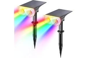 Linkind RGB Christmas Solar Lights Outdoor Waterproof IP67 StarRay Color Changing Spot Lights Outdoor for Yard Garden Pathway Holiday Christmas Decorations (Multicolor, 2 Pack)
