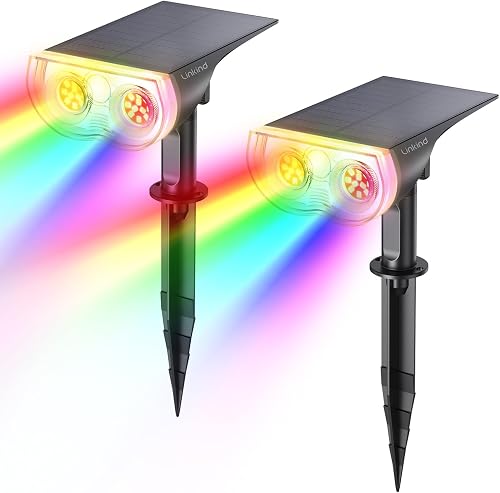 Linkind Halloween Solar Lights Outdoor Spotlight Waterproof RGB 2 Pack | Starray, 9 Color Changing Modes, Multicolor, Dusk to Dawn, for Yard Garden Patio Tree Pathway Holiday Christmas Decorations