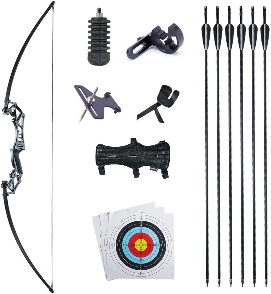 TOPARCHERY 53" Recurve Bow and Arrows Set Alloy Riser Archery Beginner