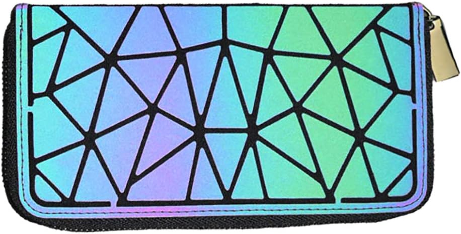 RANSUU Geometric Long Wallet and Purse Fashion Luminous Lattice Zip Purse Clutch for Women NO.2