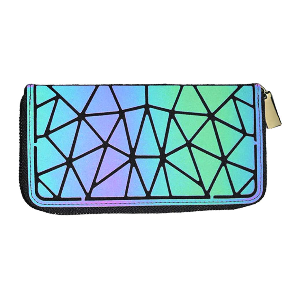 RANSUU Geometric Long Wallet and Purse Fashion Luminous Lattice Zip Purse Clutch for Women NO.2