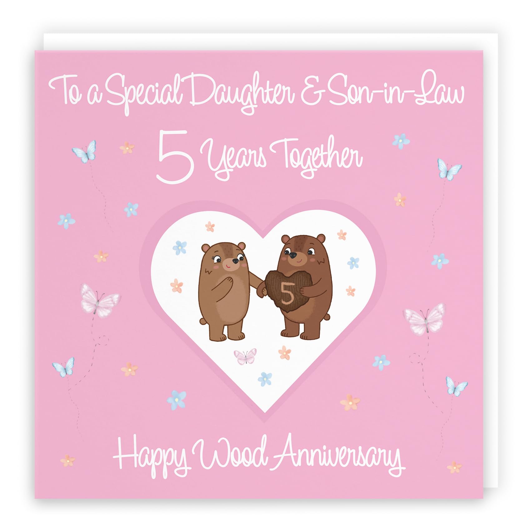Hunts England - Daughter & Son-in-Law 5th Anniversary Card - 5 Years - Wood Anniversary - Romantic Meadows - Fun Card - Fifth Anniversary Card For Daughter And Son-in-Law — image 1