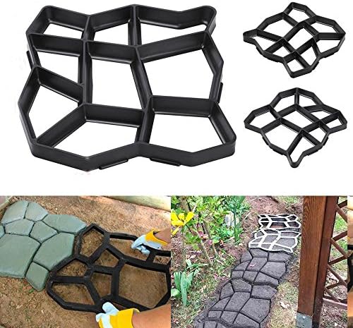 Black , Driveway Paving Pavement Mold Patio Concrete Stepping Stone Path Walk Maker New