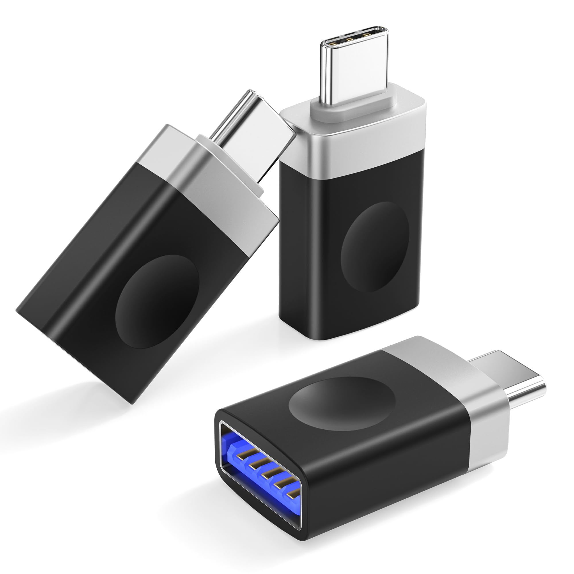 Basesailor USB C to USB Adapter 3Pack,Type C Male to USBA 3.0 Female Connector,Thunderbolt 4 OTG Converter for iPhone 16 16e 15 Max,Mac Pro,iPad 10 Air 5 Mini Gen,Surface Go,Galaxy S25 S24,Tab S10,17