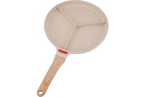 Zerodis Grilling Pan Nonsitck Frying Pan 2 in 1 Divided Aluminum Alloy Grill for Home Kitchen Cooking Breakfast Skillet Eggs 